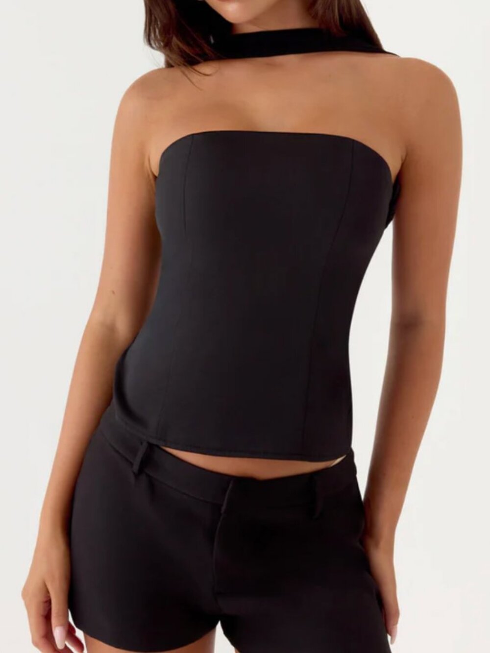 NWT Peppermayo Black Halter Cowl Neck Strapless Top M